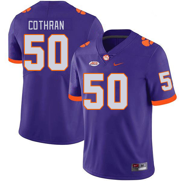 Men's Clemson Tigers Fletcher Cothran #50 College Purple NCAA Authentic Football Stitched Jersey 23VA30GO